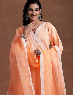 women ethnic motifs embroidered regular thread work kurta with palazzos & with dupatta 5