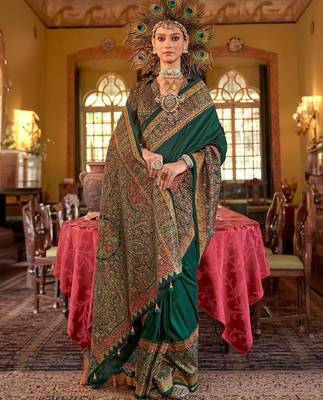 Green floral silk blend sungudi saree 1