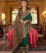 Green floral silk blend sungudi saree