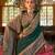 Green floral silk blend sungudi saree