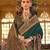 Green floral silk blend sungudi saree