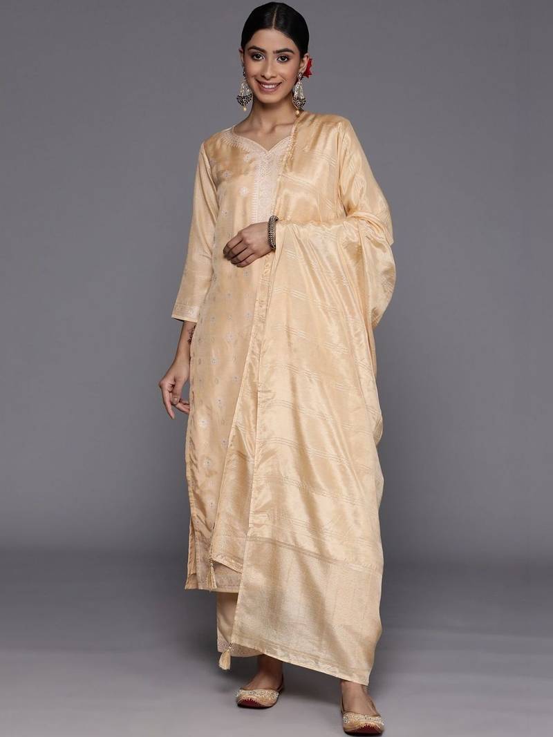 women regular kurta with trousers & with dupatta