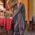 Grey floral silk blend sungudi saree