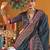 Grey floral silk blend sungudi saree