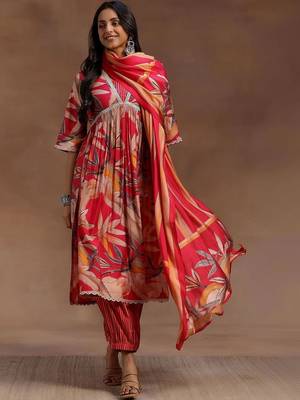 women floral printed empire kurta with trousers & with dupatta 1