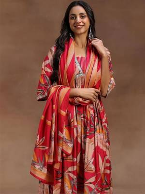 women floral printed empire kurta with trousers & with dupatta 5