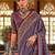 Purple ethnic motifs silk blend sungudi saree