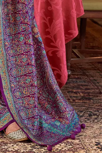 Purple ethnic motifs silk blend sungudi saree