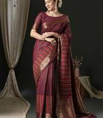Magenta magenta ethnic woven design traditional wear saree