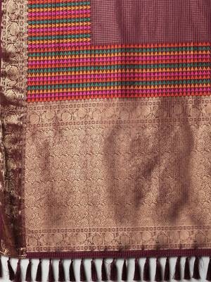 Magenta magenta ethnic woven design traditional wear saree 5