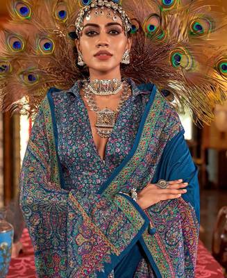 Blue ethnic motifs silk blend sungudi saree 3