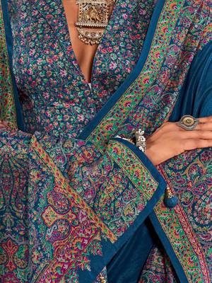 Blue ethnic motifs silk blend sungudi saree 4