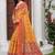 Yellow kalamkari phulkari silk cotton heavy work patola saree