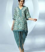 women floral printed regular gotta patti kurta with dhoti pants