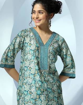 women floral printed regular gotta patti kurta with dhoti pants 2