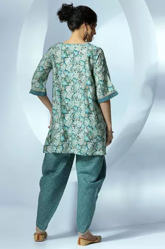 women floral printed regular gotta patti kurta with dhoti pants
