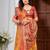 Yellow kalamkari phulkari silk cotton heavy work patola saree