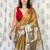 Beige zari border tissue kasavu saree with blouse piece