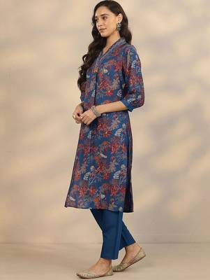women floral printed regular kurta with trousers & with dupatta 2