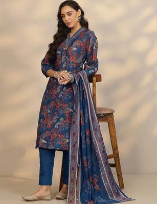 women floral printed regular kurta with trousers & with dupatta 3