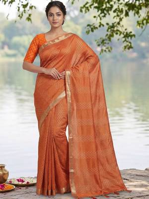 Orange  georgette saree 1