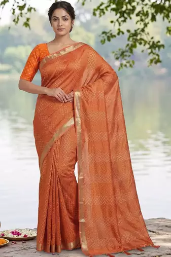 Orange  georgette saree
