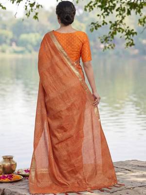 Orange  georgette saree 2