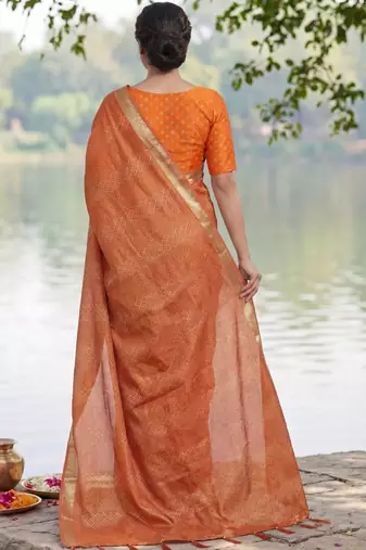 Orange  georgette saree