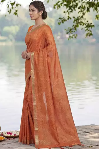 Orange  georgette saree