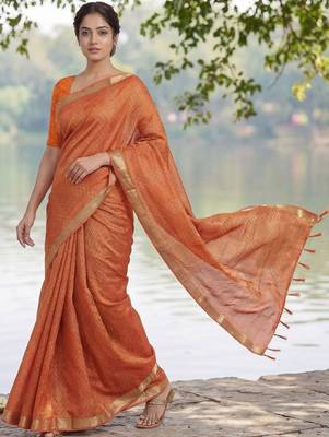 Orange  georgette saree 4