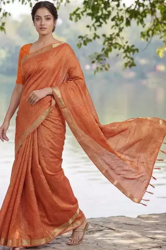 Orange  georgette saree