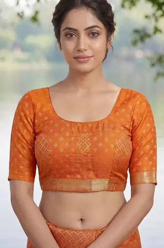 Orange  georgette saree