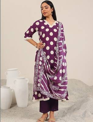 women floral printed regular kurta with trousers & with dupatta 2
