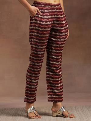 women ethnic motifs printed empire mirror work kurta with trousers & with dupatta 7