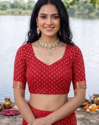 Red bandhani  georgette bandhani saree 4