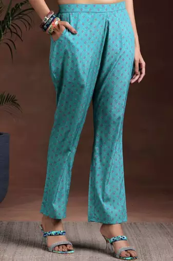 women ethnic motifs printed regular kurta with trousers & with dupatta