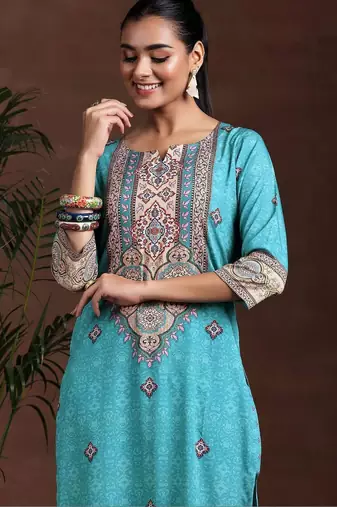 women ethnic motifs printed regular kurta with trousers & with dupatta