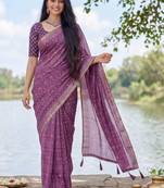Purple leheriya  georgette leheriya saree