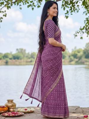 Purple leheriya  georgette leheriya saree 3