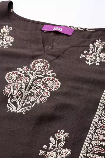 women ethnic motifs embroidered regular thread work kurta with trousers & with dupatta