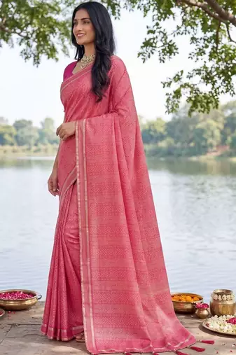 Pink leheriya  georgette leheriya saree