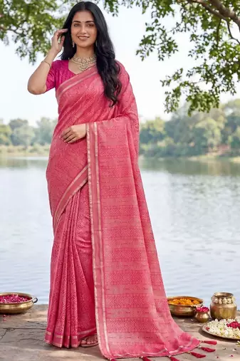 Pink leheriya  georgette leheriya saree
