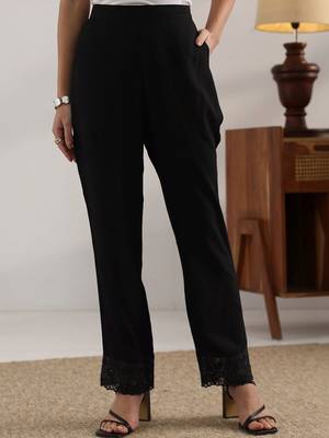 women printed regular kurta with trousers 7
