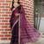 Burgundy embroidered mirror work organza saree