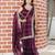 Burgundy embroidered mirror work organza saree