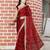 Maroon striped mirror work saree