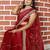 Maroon striped mirror work saree