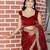 Maroon striped mirror work saree