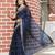 Navy blue embroidered mirror work organza saree