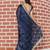 Navy blue embroidered mirror work organza saree